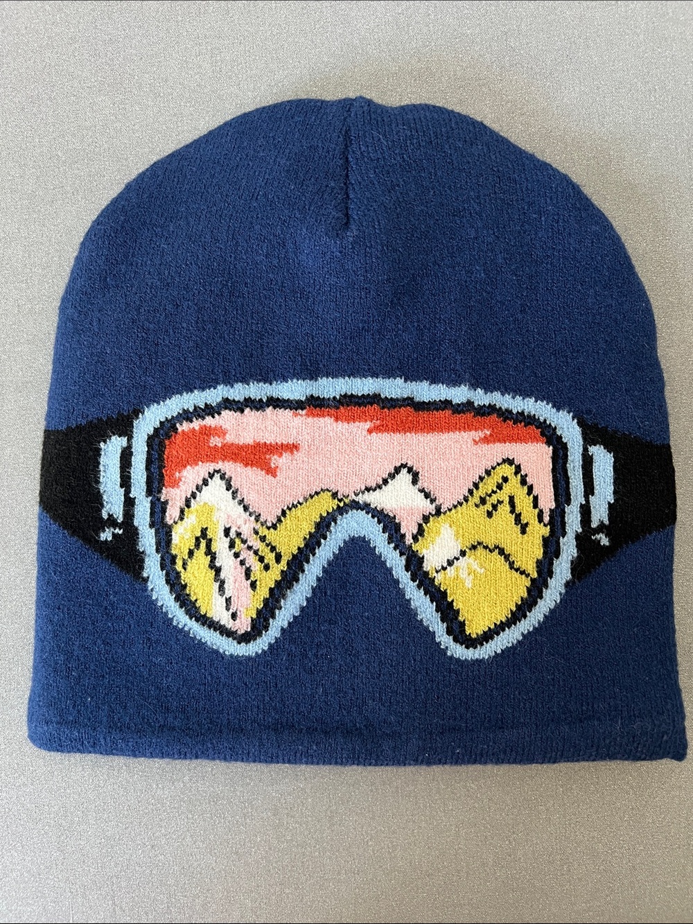 Comfy Navy Blue Kids Beanie Hat Colorful Ski-Goggles Graphic Unisex Size O/S